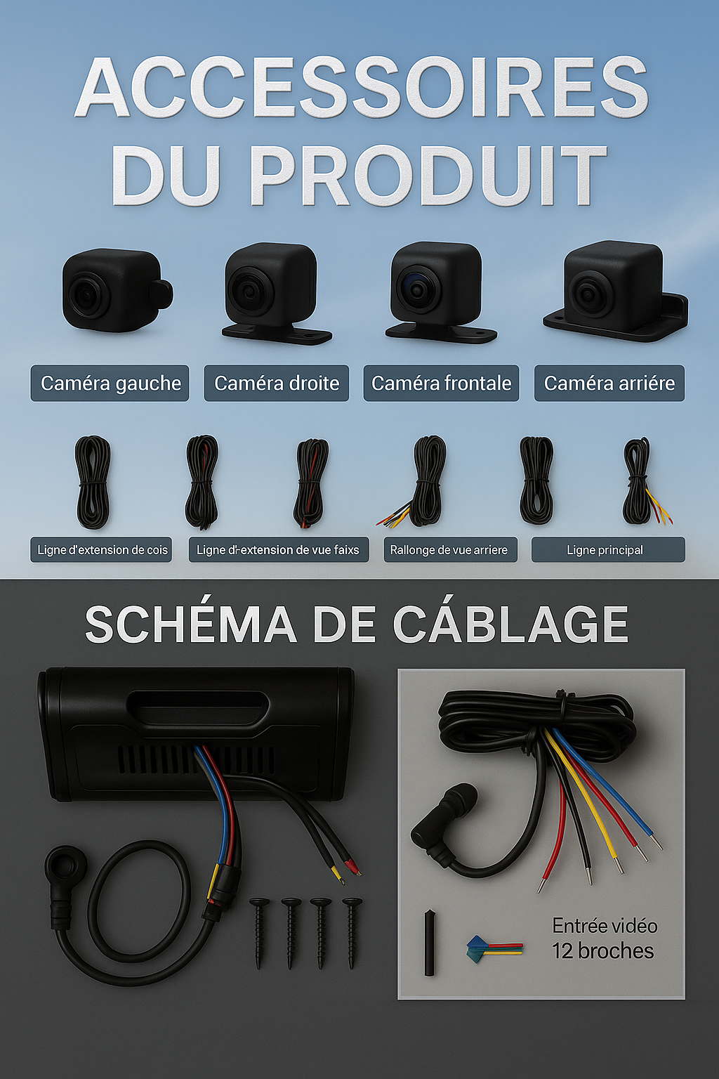 VisionDrive ᵀᴹ – Caméra Guardian 360° AHD1080P pour Voiture